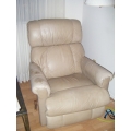 Recliner High Back Leather Cream Beige